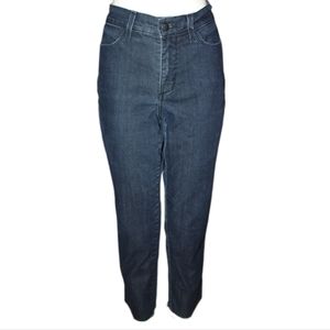 NYDJ Straight leg ankle Raw seam dark denim Jeans Size 6